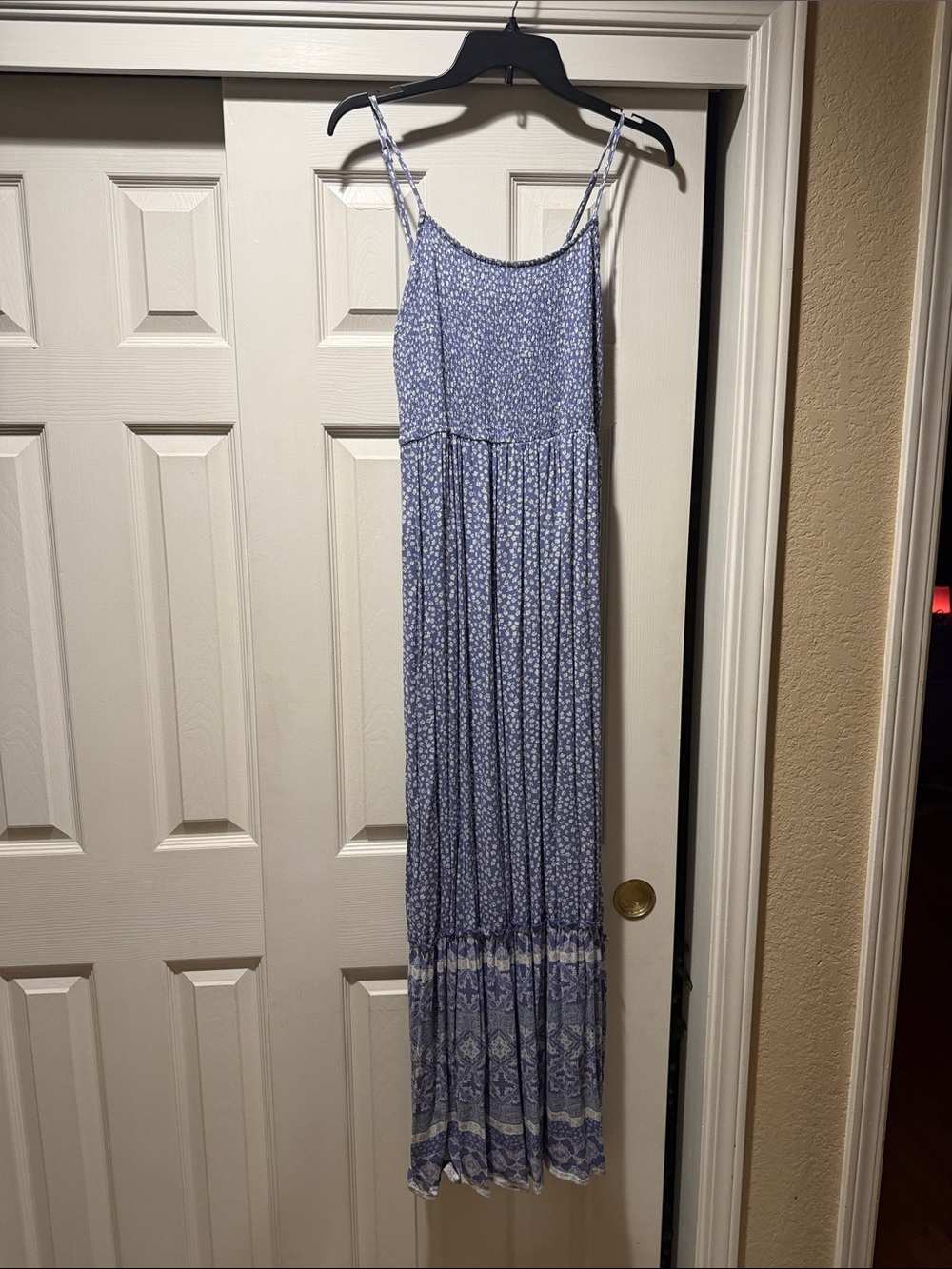 SO Lavender Blue Floral Maxi Dress with Spaghetti Straps
